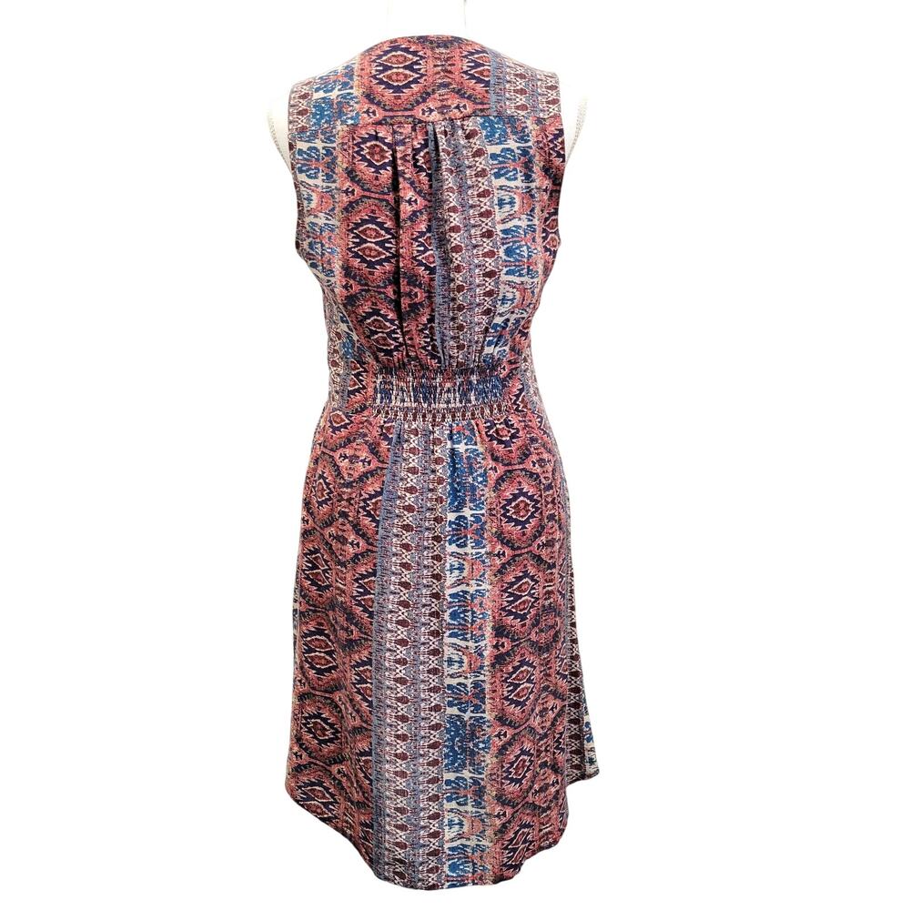 Lucky Brand Dress Women's Medium Sleeveless Smocked Waist Pockets Boho Aztec - Picture 2 of 13